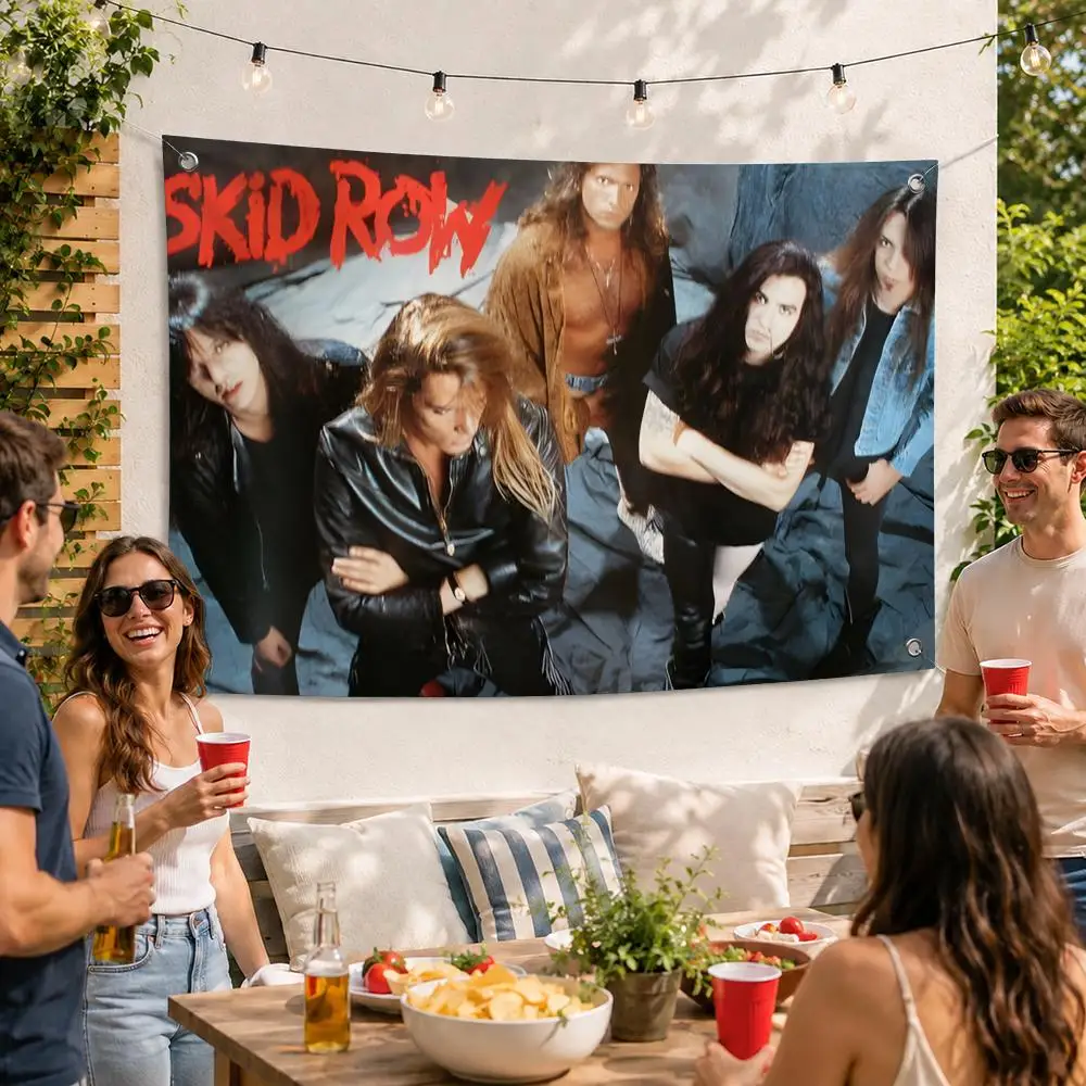Skid Row Rock Band Flags Soft Durable Tapestry Skin-friendly For Outdoor Party Home Living Room Bar Bedroom Decoration