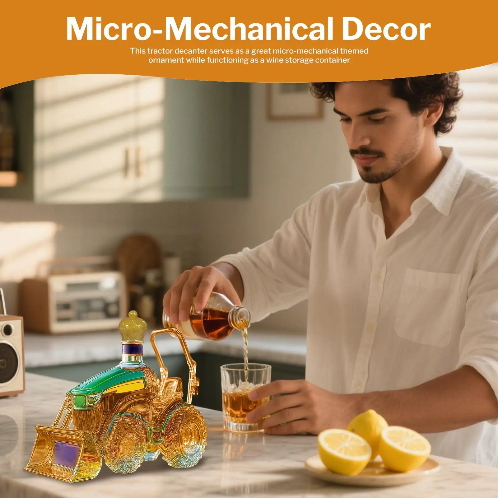 Tequila Decanter 3D Tractor Shaped Wine Bottle Glass Storage Ornament Decoration For Family Cabinet Home Whiskey Lovers Men