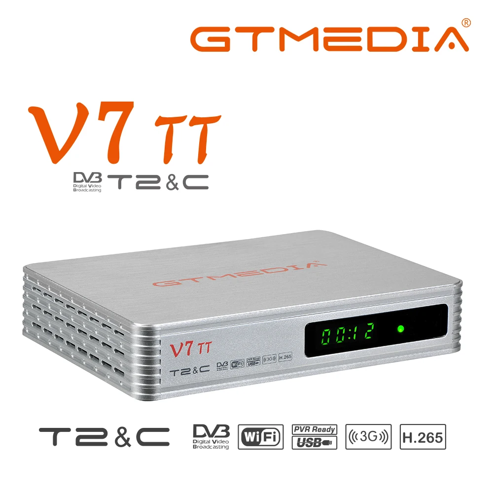 GTmedia V7 TT 위성 TV 리시버, 1080P FHD DVB-T/T2/DVB-C 지지대 H.265 HEVC 10 비트 PVR USB 와이파이 주식, 스페인 CZ PK V7HD V8X