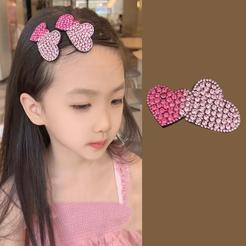 1PC New Lovely Princess Shining Double Heart Girls Hairpins Children Headwear Hairgrip BB Hair Clips Barrettes Hair Accessories