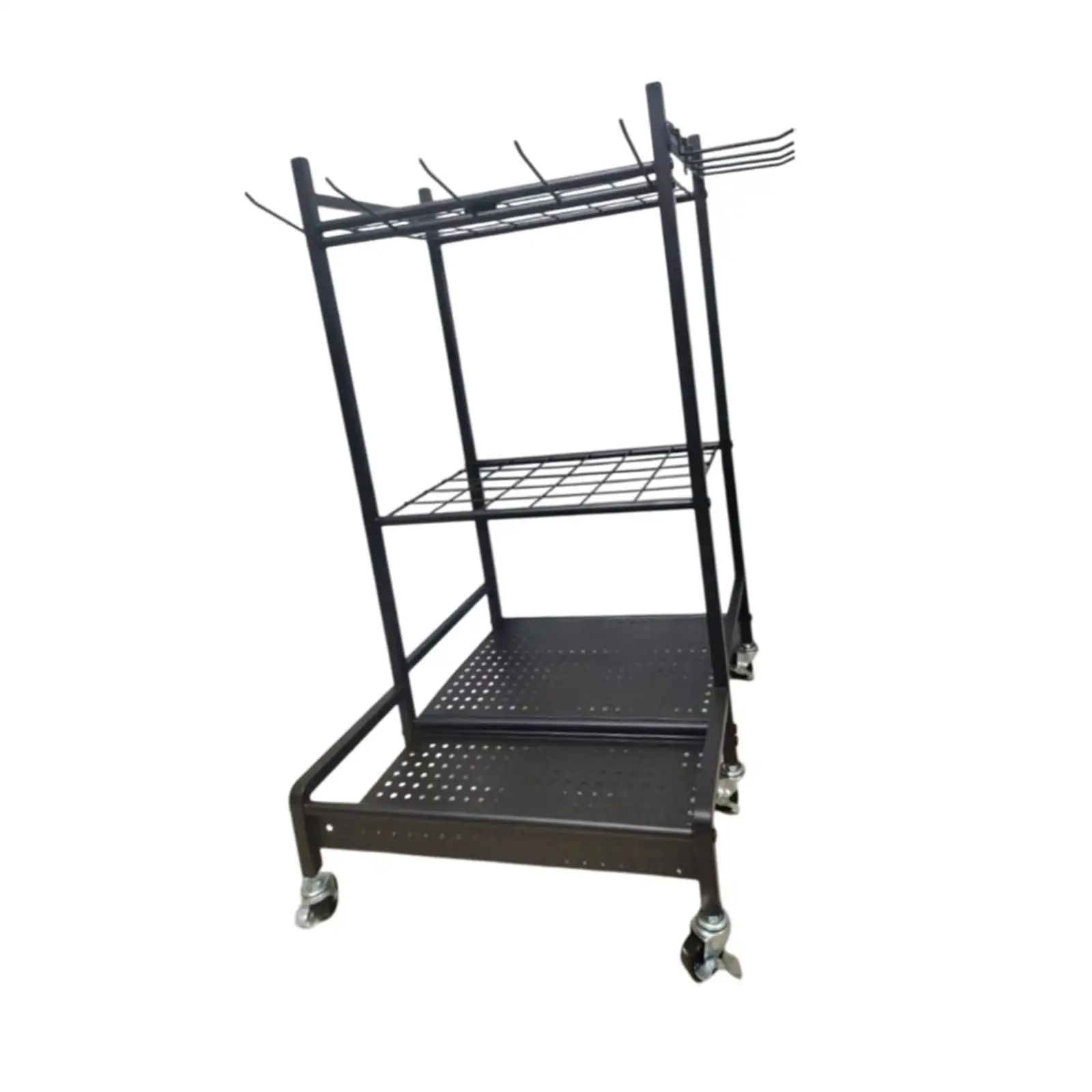 Outdoor Garden Storage Rack Carbon Steel Tool Stand Grid Slots and D Handle Section for Shed and Workshop