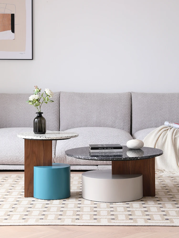 

k3 Household Living Room Small Apartment Ash Solid Wood Size round Tea Table