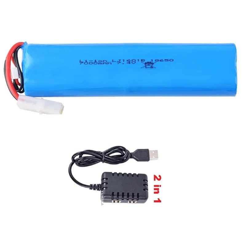 XT60/Tamiya Plug 2S 7.4V 7000Mah Li-Ion Batterij/7.4V Oplader Voor Henglong 3818 3819 3838 3839 3869 3889 3938 1/16 R/C Tank Onderdelen