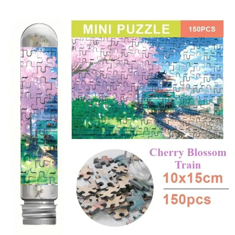 Mini Test Tube  Cherry Blossom Train Jigsaw Puzzle for Adult Decompression Toys Game Family Educational Toys