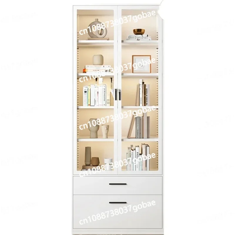 ZK glass door bookcase light luxury household living room with drawer dustproof floor figure storage display cabinet