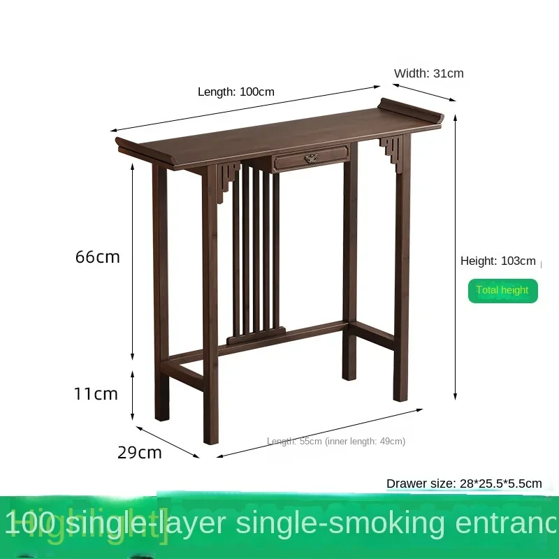 Nieuwe Chinese stijl offertafel voor de God of Wealth, bamboe en massief houten entreekast, moderne woonkamer Boeddhistische nich