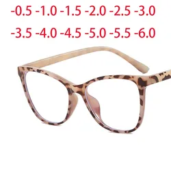 Montura de gafas de ojo de gato de gran tamaño, gafas graduadas, gafas de vista corta, 0-0,5-1-1,25-1,5-1,75-2,0 To -6, a la moda