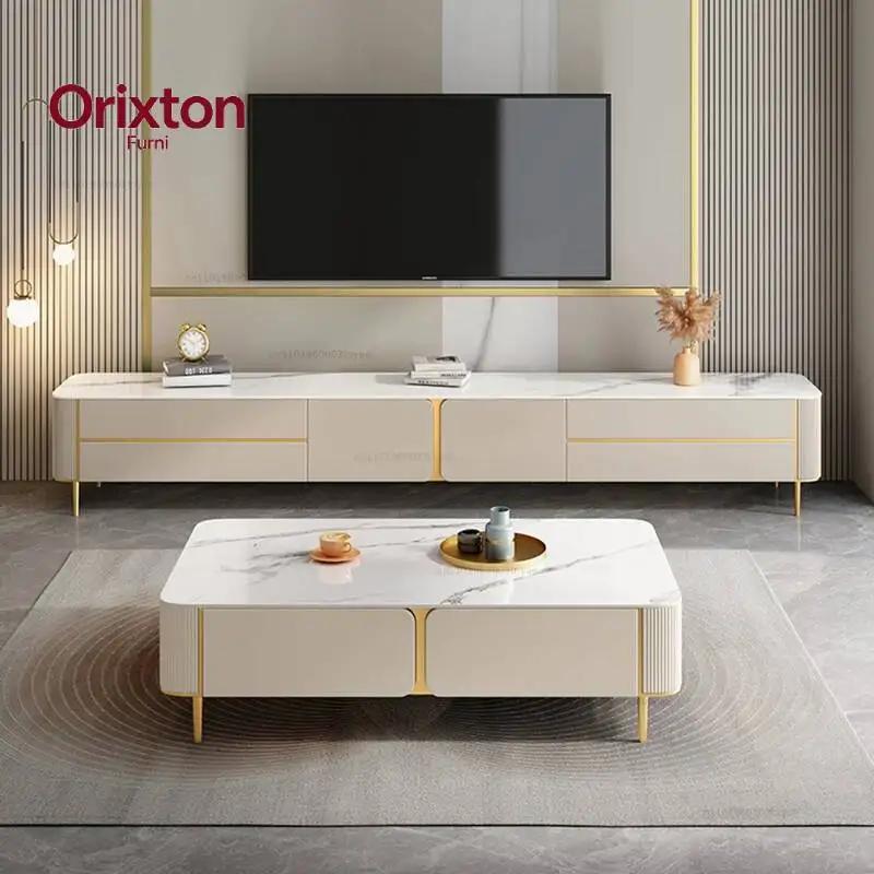 Flexible Organized TV Stand Lockable Wheels Tough Modern TV Cabinet Easy-Clean SurfaceTV Living Room Furniture