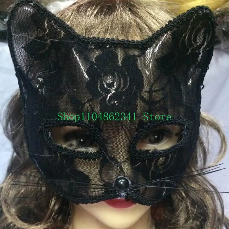 Maschera cosplay Mezza faccia Volpe di pizzo sexy per maschera per gatti Night Club Spettacoli di danza Gioco di ruolo Prop Maschera di pizzo nero Masquera