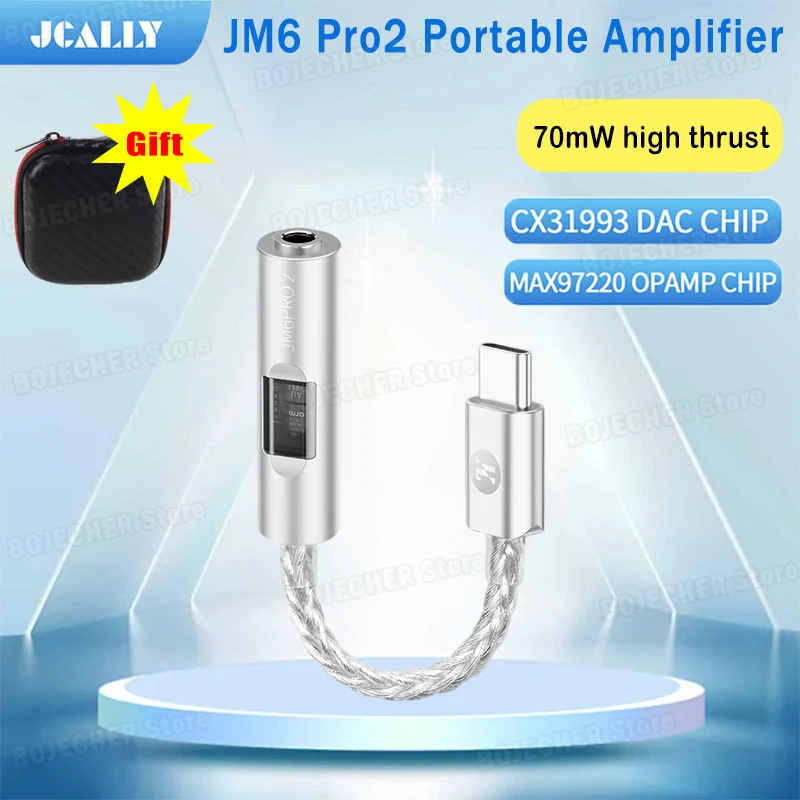 JCALLY JM6 Pro2 New Digital Audio Decoder CX31993 DAC Chip MAX97220 OPAMP Chip Hi-Fi Audio Adapter Type-C To 3.5mm Earphones Amp