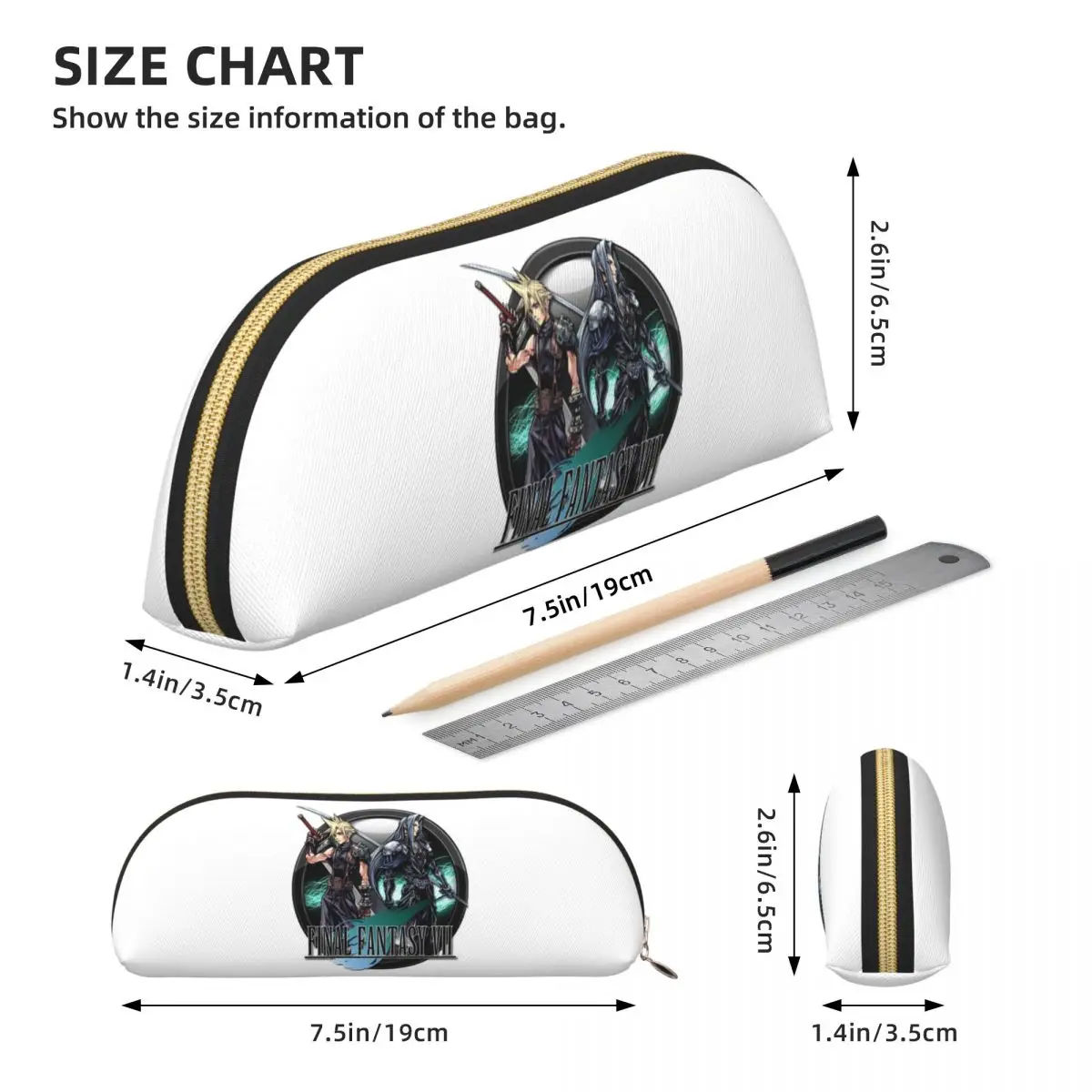 Cloud Sephiroth Final Fantasy VII Federmäppchen, Federmäppchen, Aufbewahrung, Schreibwaren, Stiftbox, Bleistiftbeutel für Jungen und Mädchen, Schule