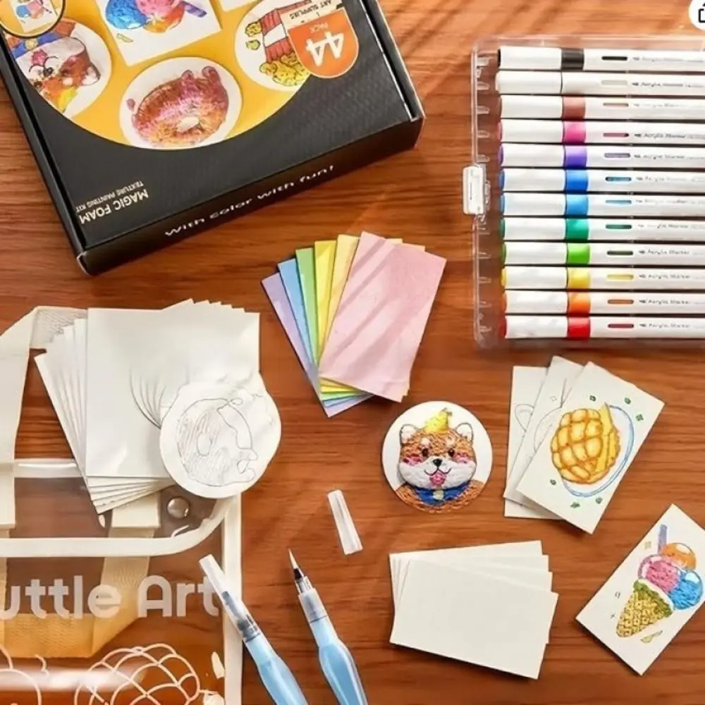 Blank Painting Paper DIY Magic Puffy Paint Sponge Texture Handicraft Foam Texture 3D Drawing Magic Canvas 3D Effect With Easel