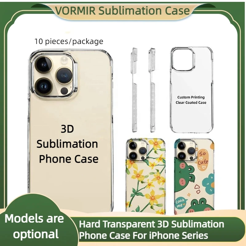 

10pcs Transparent Hard 3D Sublimation Phone Cases Vacuum Press Printed Coated Film Blanks Cover For iPhone 17 16 15 14 13 12 pro