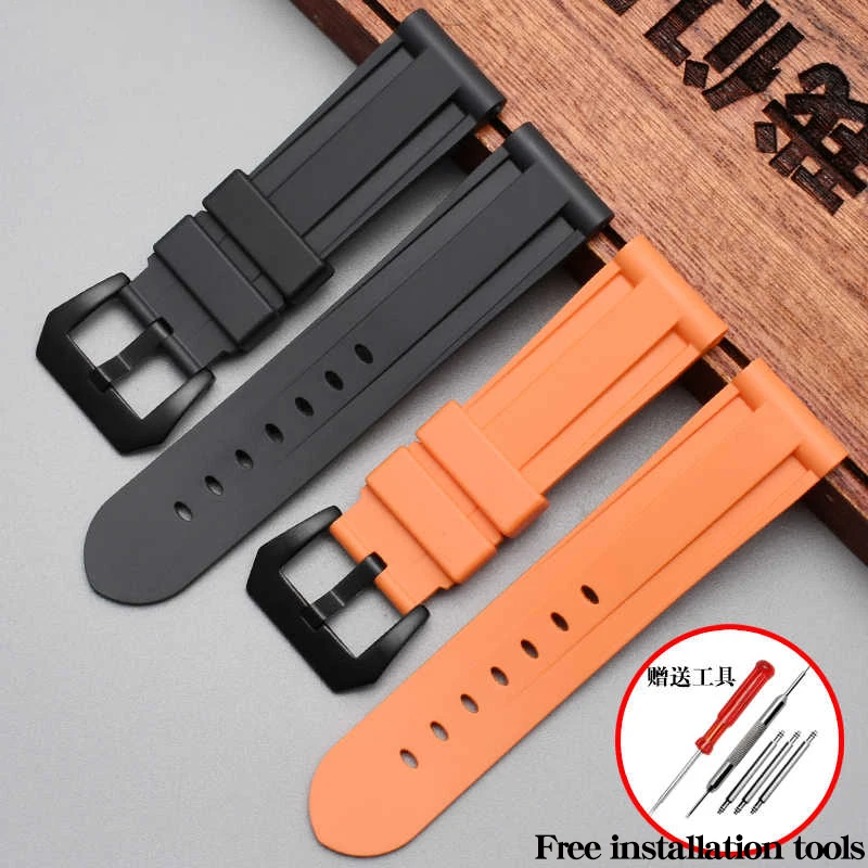20 22 24mm For Diesel Panerai Large Size Universal Waterproof Sweatproof Silicone Strap Black Blue Orange Grey Green Grey Brown