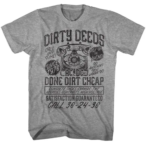 Dirty Deeds Done Dirt Cheap Men's T shirt Music Rock Band Tee Merch Live