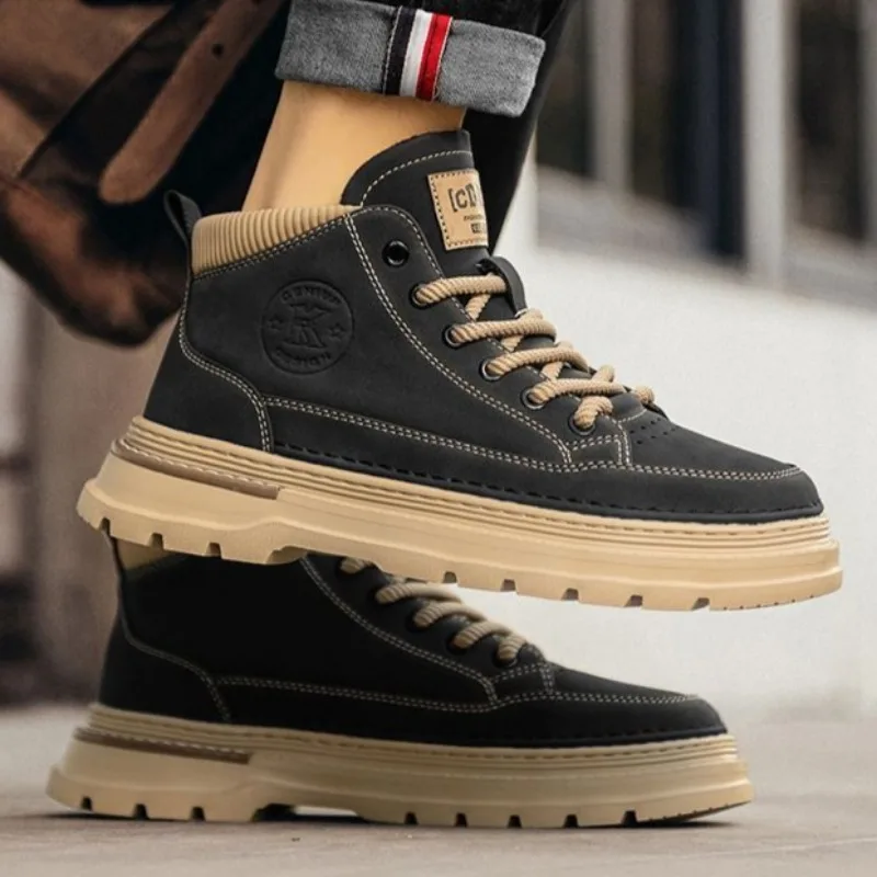 Winter New Man Shoes Classic Men Retro Ankle Boots Fashion Waterproof No-slip High-top Casual Shoe Work&Safty Boots Botas Hombre