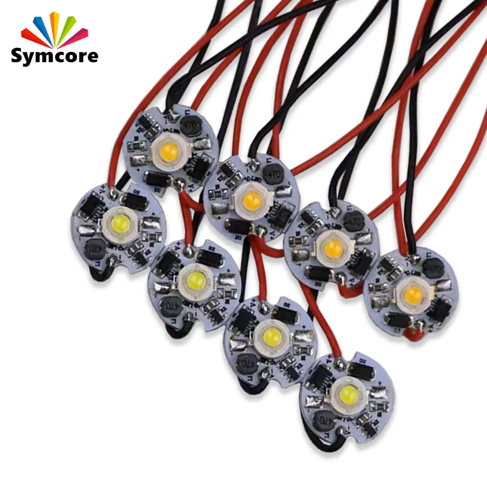 5 szt. Aluminiowe podłoże do diod LED 1W 3W DC6-12V Źródło Światła Bez Sterownika Do Lutowania Przewód 15cm DIY Do Reflektora