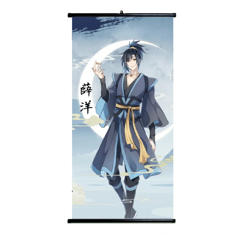 Anime Grandmaster of Demonic Cultivation Hang A Picture Poster Gift Cosplay Solid Wood Hanging Shaft Decorative  Cloth