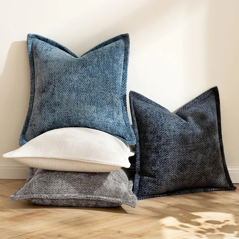 Soft Chenille Cross Pattern Cushion Covers Decorative Throw Pillow Cases with Edge Broad for Home Decor Sofa Living Room