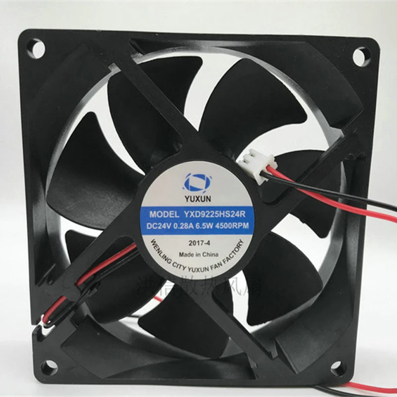 

1PC FOR YUXUN YXD9225HS24R 4200RPM DC 24V 0.23A 6.5W 92x92x25mm 2-Wire Cooling Fan