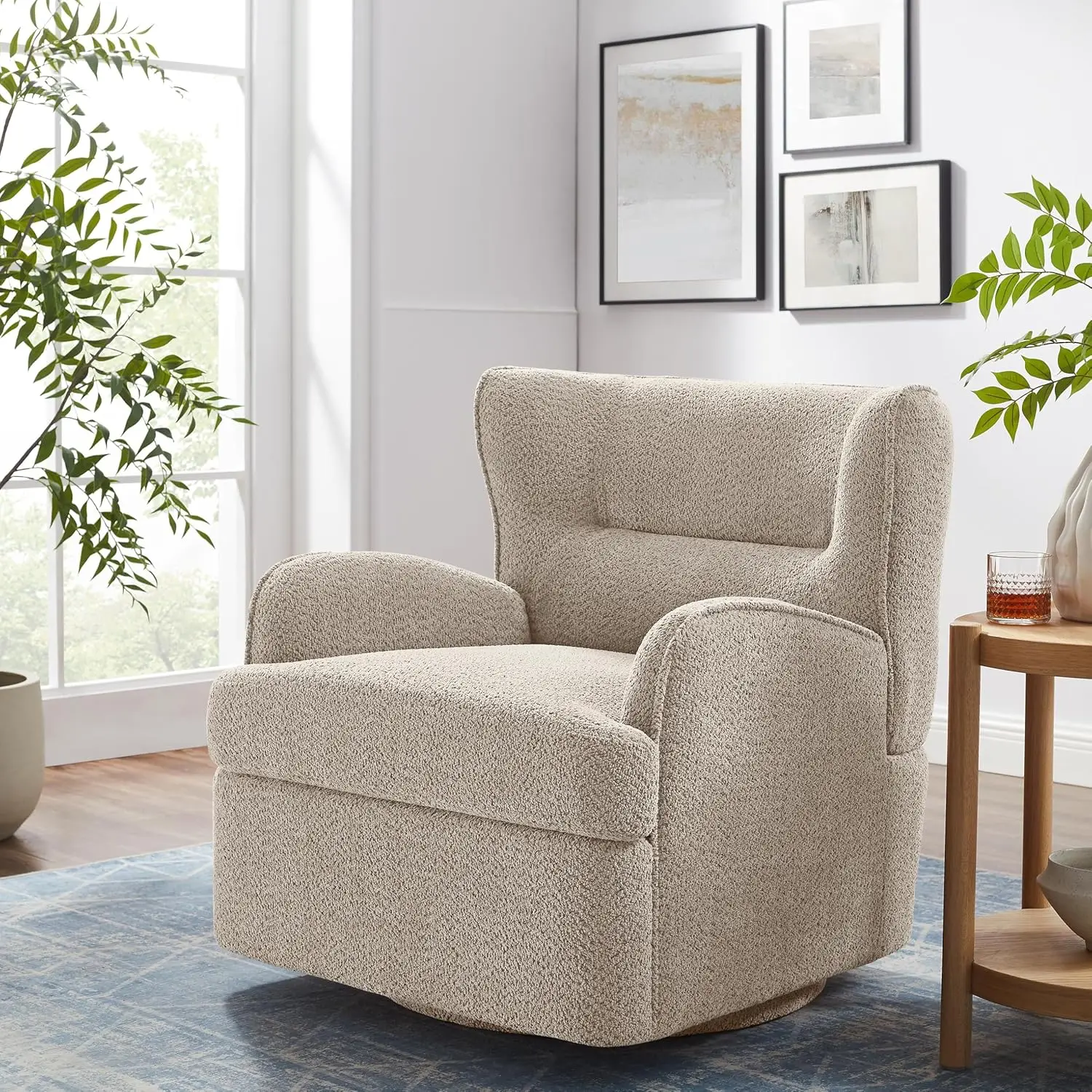 

Modern 31.50" Upholstered Armchair, Comfy Boucle Accent Chair for Living Room,Bedroom, Corner, Reading Nook (Camel Boucle)