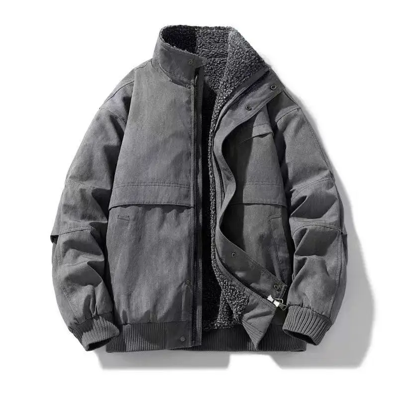American Style Thickened Work Jacket Men's Handsome Heavyweight Loose Warm Three-proof Polar Fleece Jacket