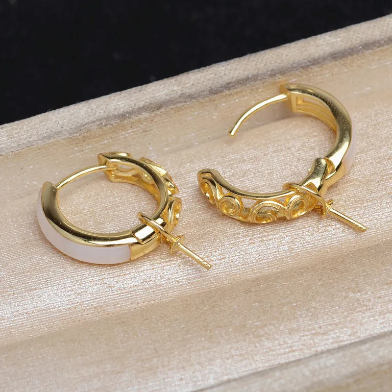 S925 Sterling Silver Earrings Base Findings Mountings Jewelry Mounts Fittings Accessories for 10-14mm Pearls 3 pairs/lot