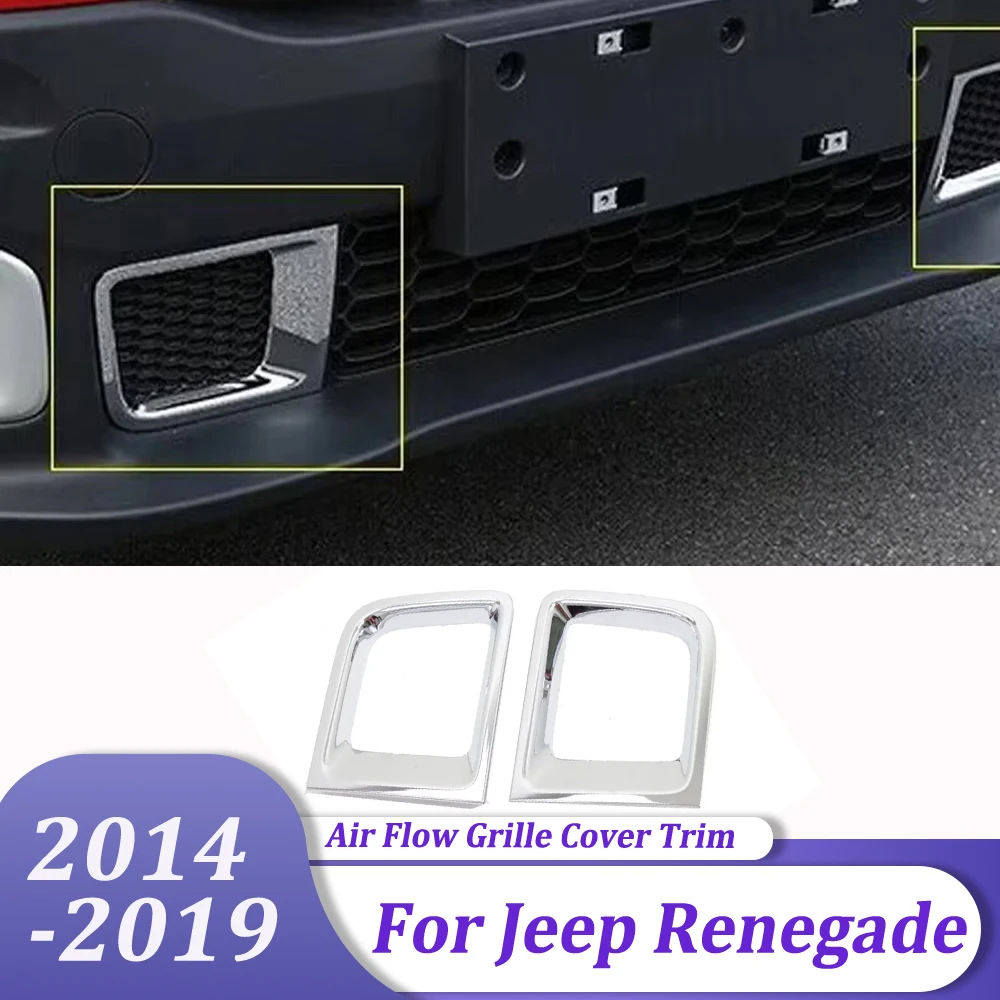 

Car Accessories ABS Chrome Front Bumper Grille Air Flow Cover Trim Bezel For Jeep Renegade 2014-2016 2017 2018 2019
