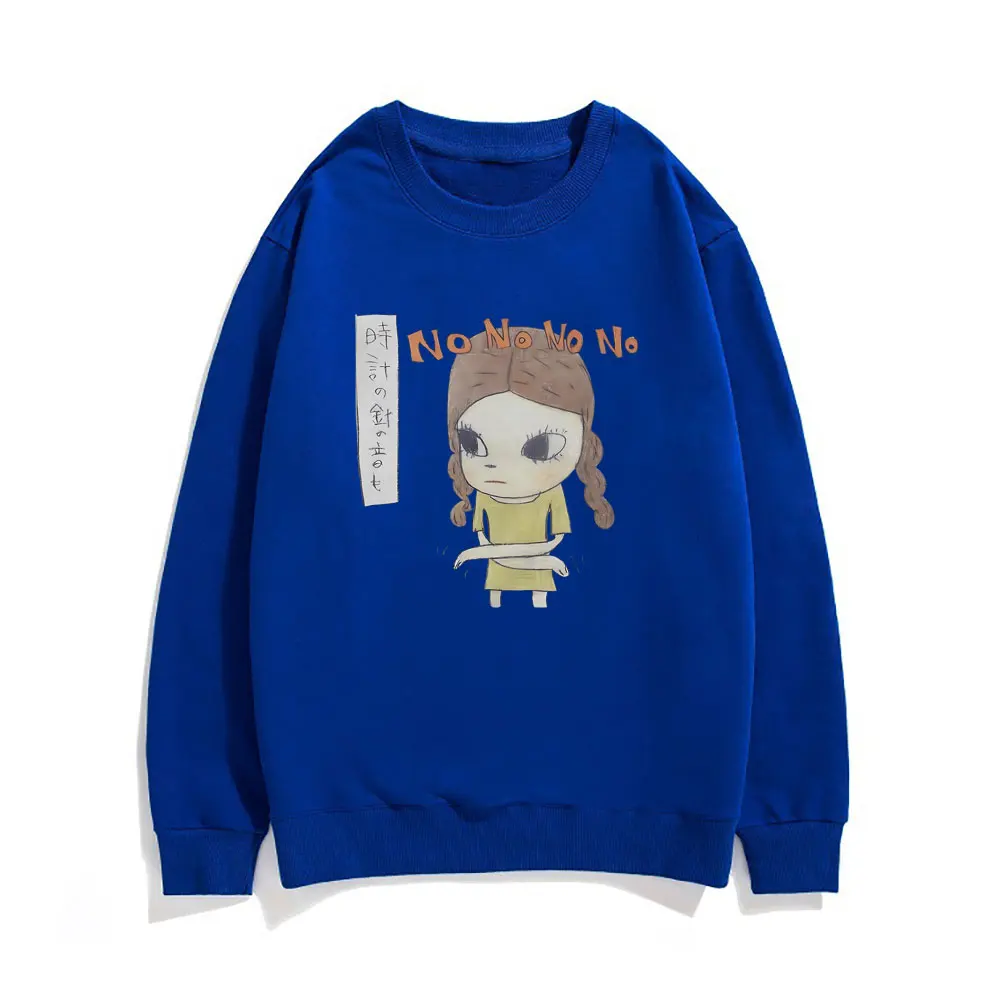 Yoshitomo Nara Girl with Braids No No Graphic Sweatshirt Men Women Vintage Cartoon Pullover Tracksuit Male Oversized Sweatshirt