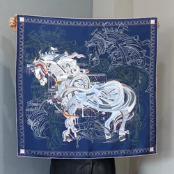 Horse Hems Rollerd 90 Bandanas Natural Mulberry Scarf Silk Square Spring Summer Foulard Femme Rolling Head Hair Bag Scarves 90CM