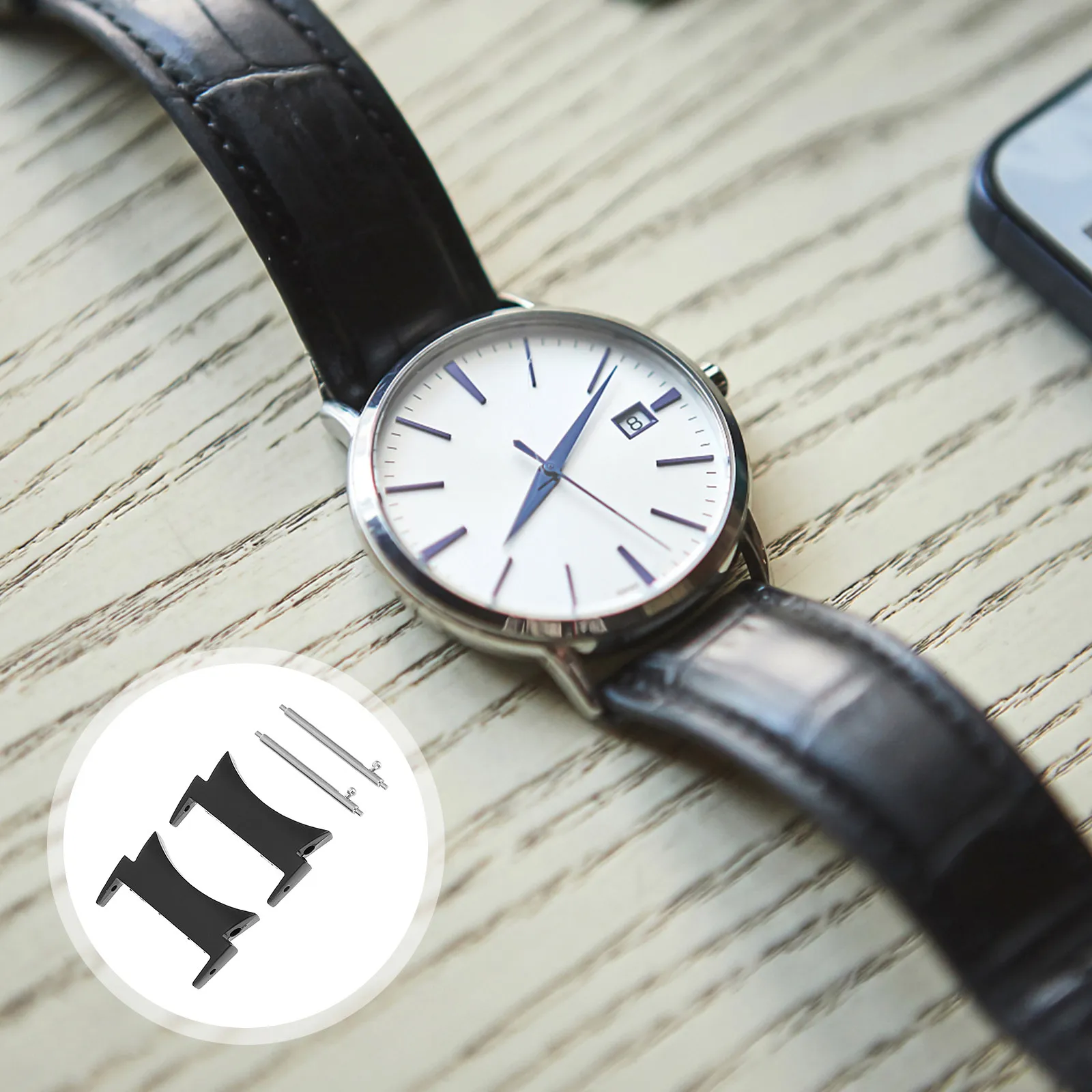 1Pair Robust Metal Watchband Connector Stainless Steel Strap Adapter Modern Minimalist Design Fast Secure Installation Watchband