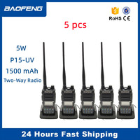 5PCS Baofeng P15UV Walkie Talkie 5W High Power Long Range Dual Band Ham Radios FM Two Way Pofung Radio Handheld HF Transceiver