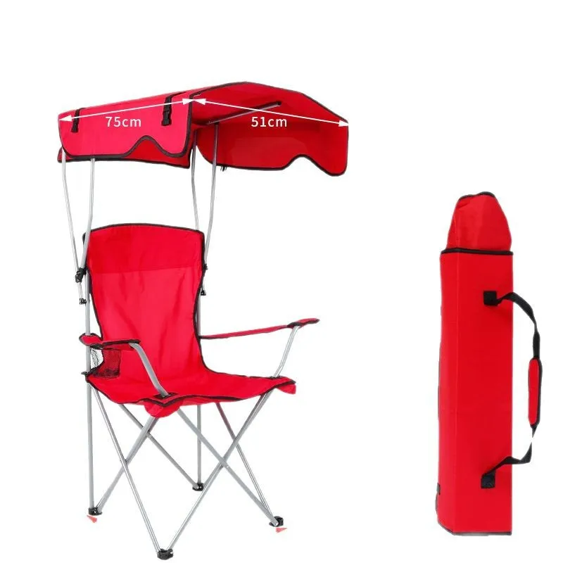 Cadeira dobrável ao ar livre, guarda-sol, abrigo de chuva, apoio de braço, cadeira de acampamento, encosto portátil, churrasco, piquenique, lazer, praia, peixe