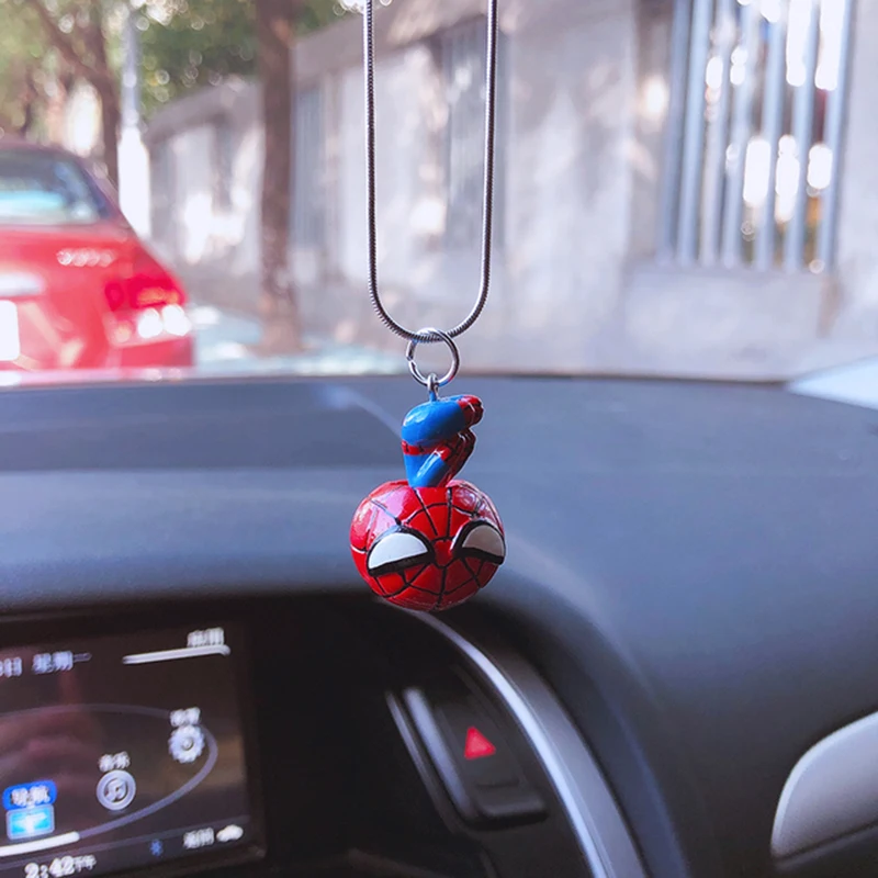 Anime Spiderman Dolls Marvel Venom Cartoon Deadpool Car Pendant Action Figure Decoration Hanging Interior Toy Kids Birthday Gift