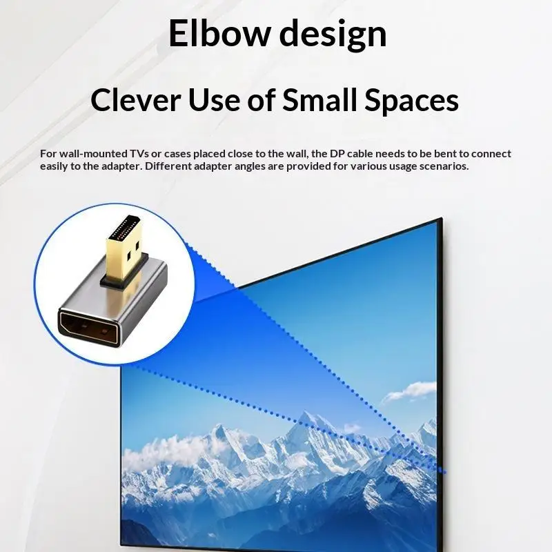 【C】1Pcs Right Angle 90 Degree Male To Female DP1.4 Connector DisplayPort Adapter Cable Extension Conventer 60Hz For PC Laptops