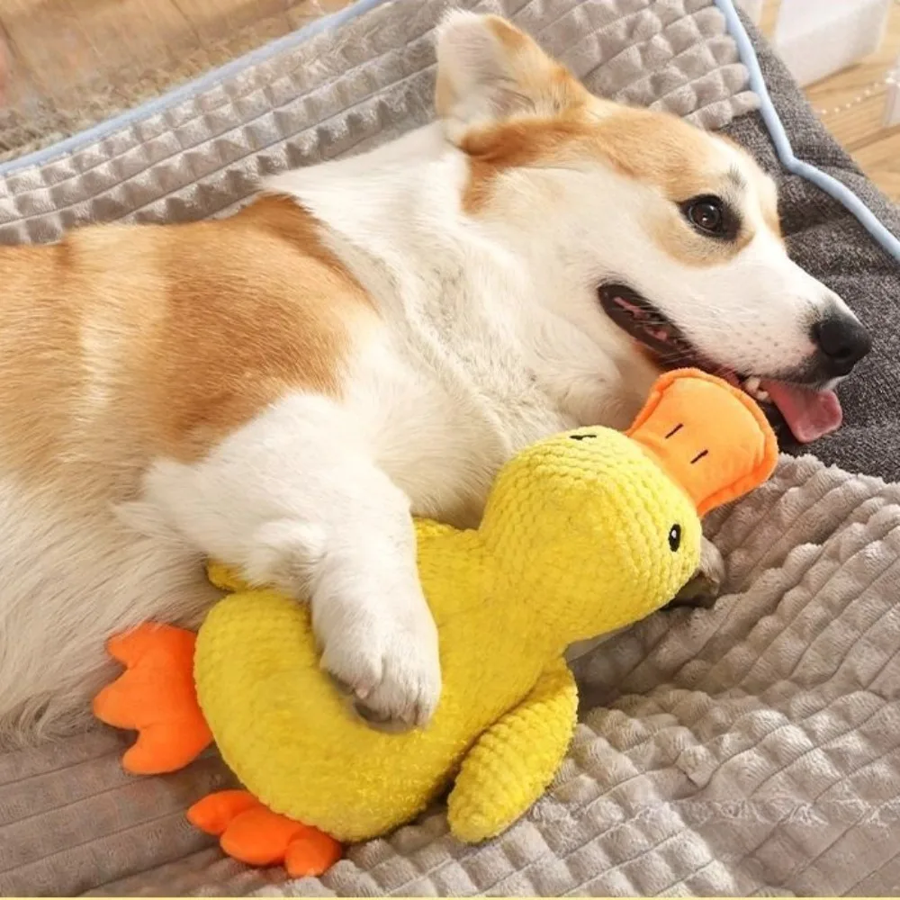 

Pet Plush Toy Dog Calming Duck Stuffed Duck Toys Chew Toy Squeaky For Puppy Pet Teeth Cleaning Chew Pillow Toy Pet Supplies
