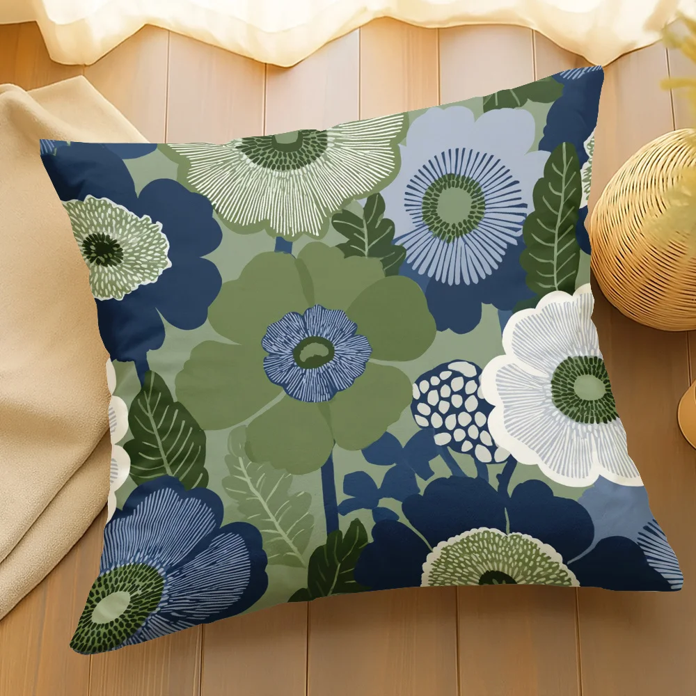 Boho Scandinavian Floral Throw Pillow Cover Mid Century Modern Abstract Flower Print Decorative Cushion Case for  Home Decor