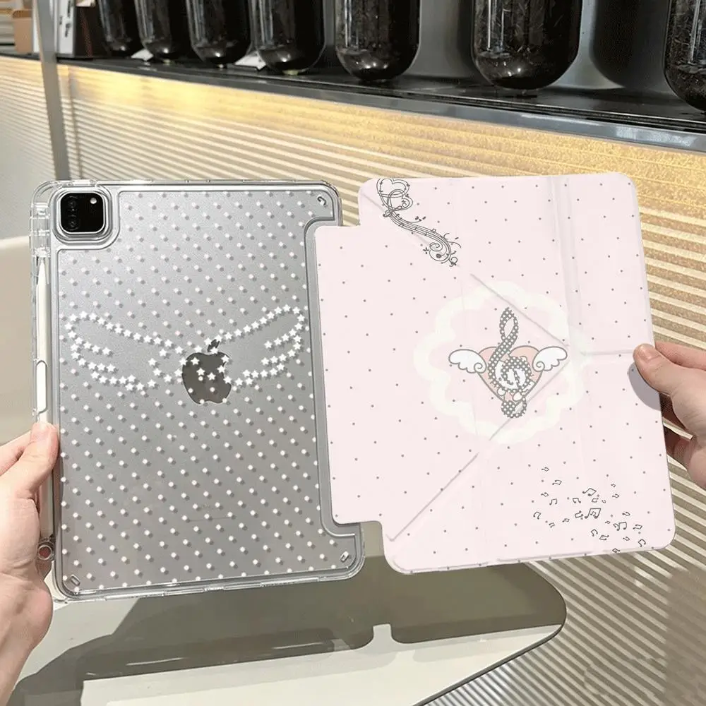 Korean Wave Point Note Wings iPad Case For iPad Pro 11 13in 2025 iPad Pro 12.9in Air7 10th 11th M4 M5 3Y Fold Protective Cover