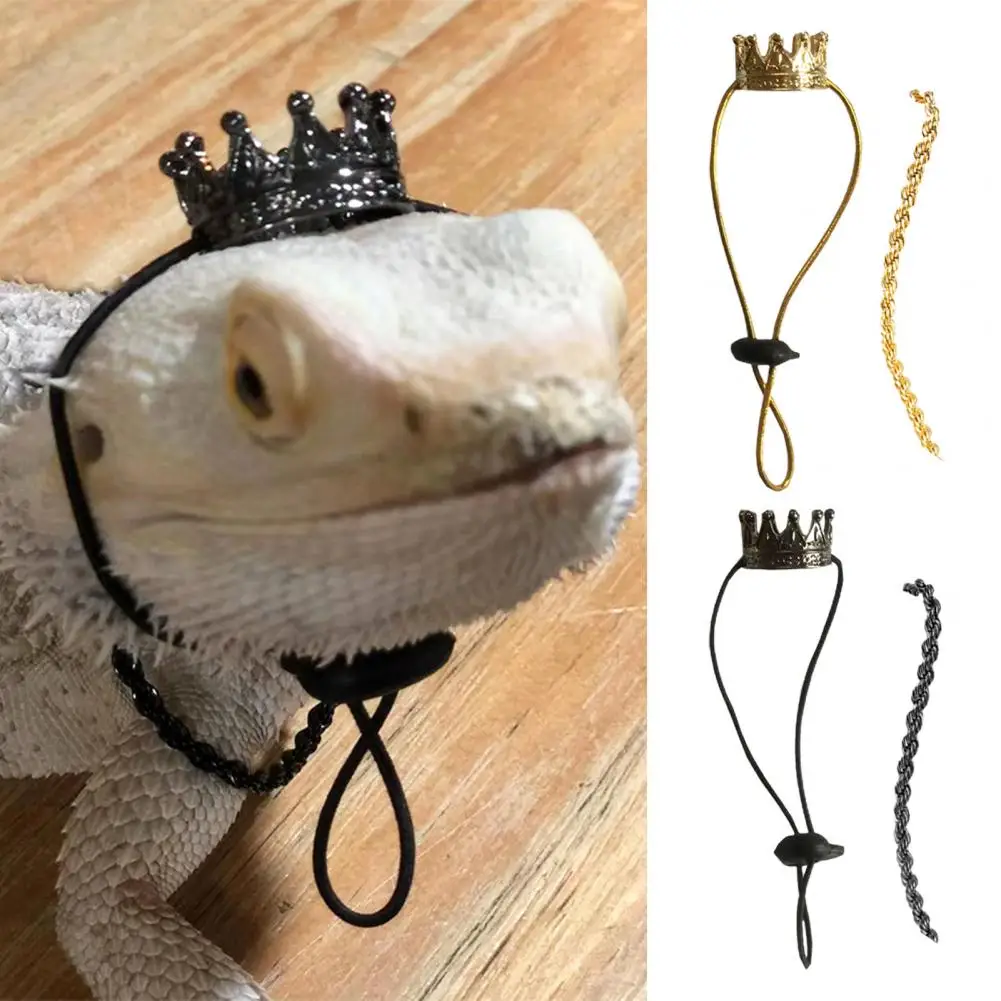 1 Set Lizard Ornament Cute Fashionable Adjustable Buckle Mini Dress Up Alloy Bearded Dragon Lizard Crown Necklace for Festival