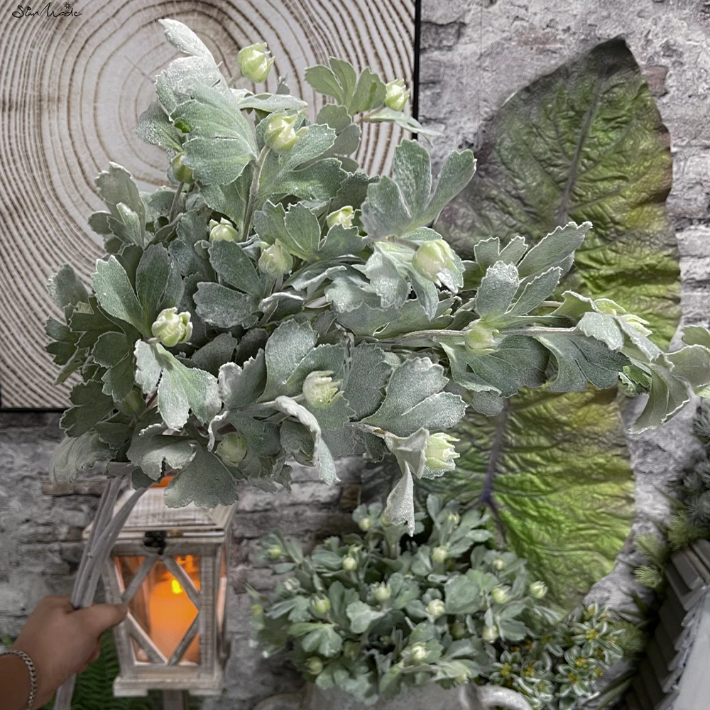SunMade Ins Lover Chrysanthemum Leaf Fake Plants Home Decoration Antler Leaves Flower Arrangement DIY Plantas Artificiales