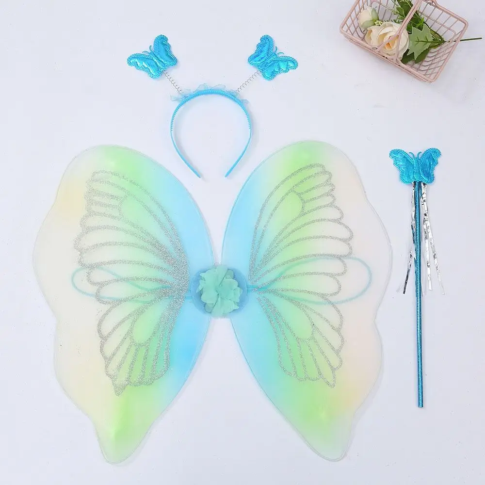 3pcs/set Princess Costume Fairy Wings Sets Party Props Dressing Up Butterfly Fairy DIY Wand Headband Angel Wings Girls Kids