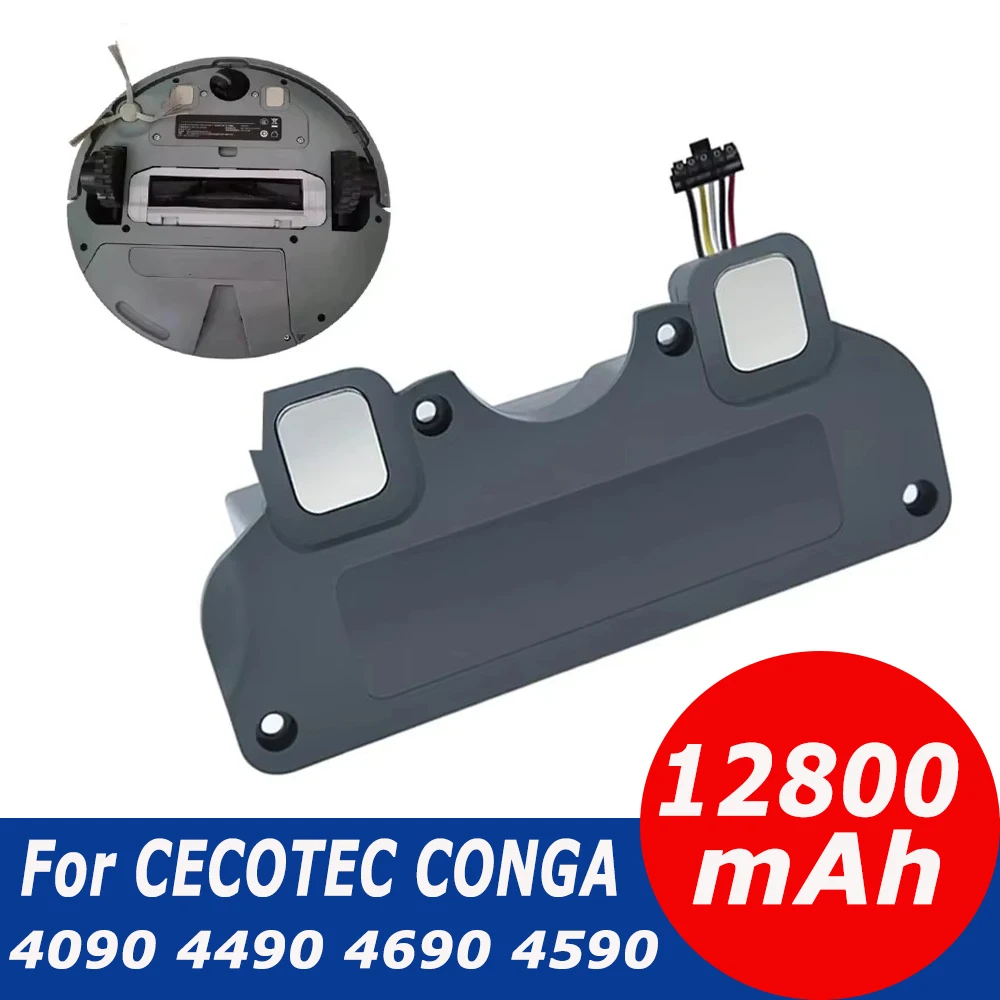 New 12800mAh Replacement Battery For CECOTEC CONGA 4090 4490 4590 4690 Robot Vacuum Cleaner Accessories Spare Parts Tool