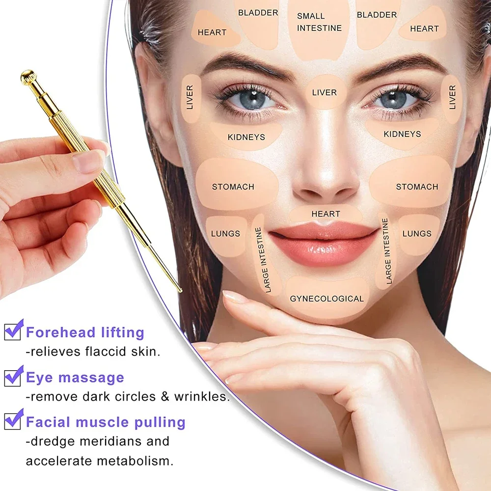3 Pieces Facial Reflexology Massage Tool Double Headed Spring Loaded Ear and Body Point Probe Pen Manual Acupuncture Pen