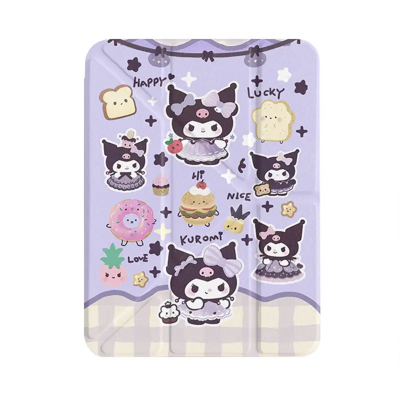 

Kuromi Cute Tablet Case For iPad Pro 2024 13 Inch Mini 6 7 Air 3 4 5 6 2017 2022 10th 9th 8th With Pen Holder Y Fold TPU Cover