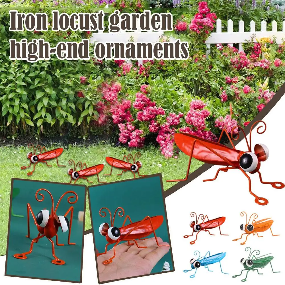 Home Decor Ornaments Outdoor Garden Decor Handmade Grasshopper Statue Metal Animal Garden Sculpture Home Desktop Decoration