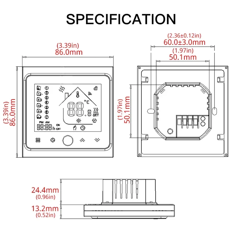 WiFi Central Air Conditioner Thermostat Temperature Controller 2 Pipe 4 Pipe 3 Speed Fan Coil Unit Work with Alexa Google Home