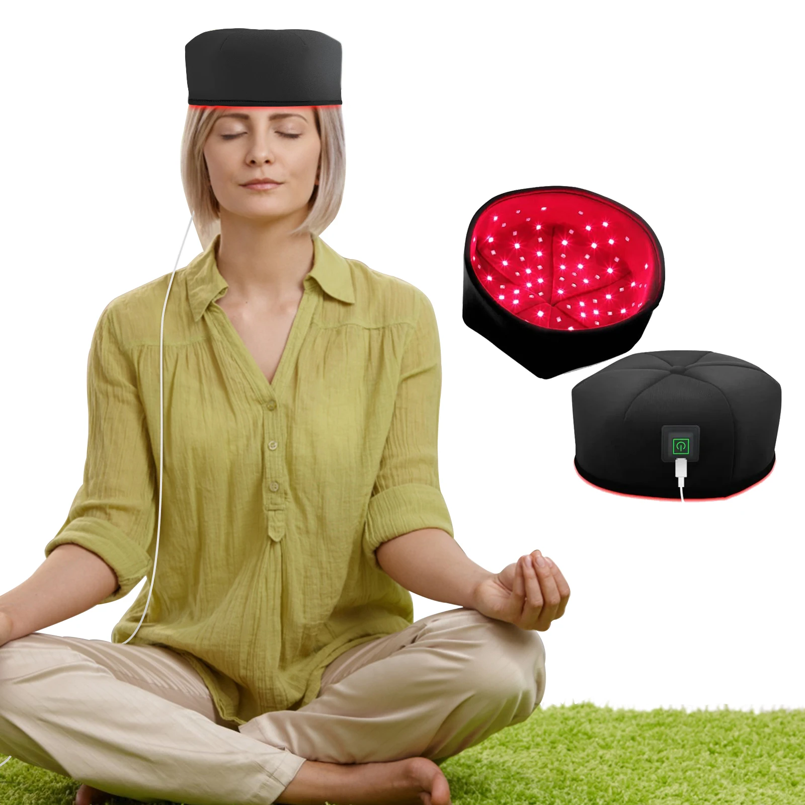 Near Infrared LED Red Light Therapy Hat Helmet per la ricrescita dei capelli presant Loss Head relaxation Relief dispositivo di fototerapia del cuoio capelluto