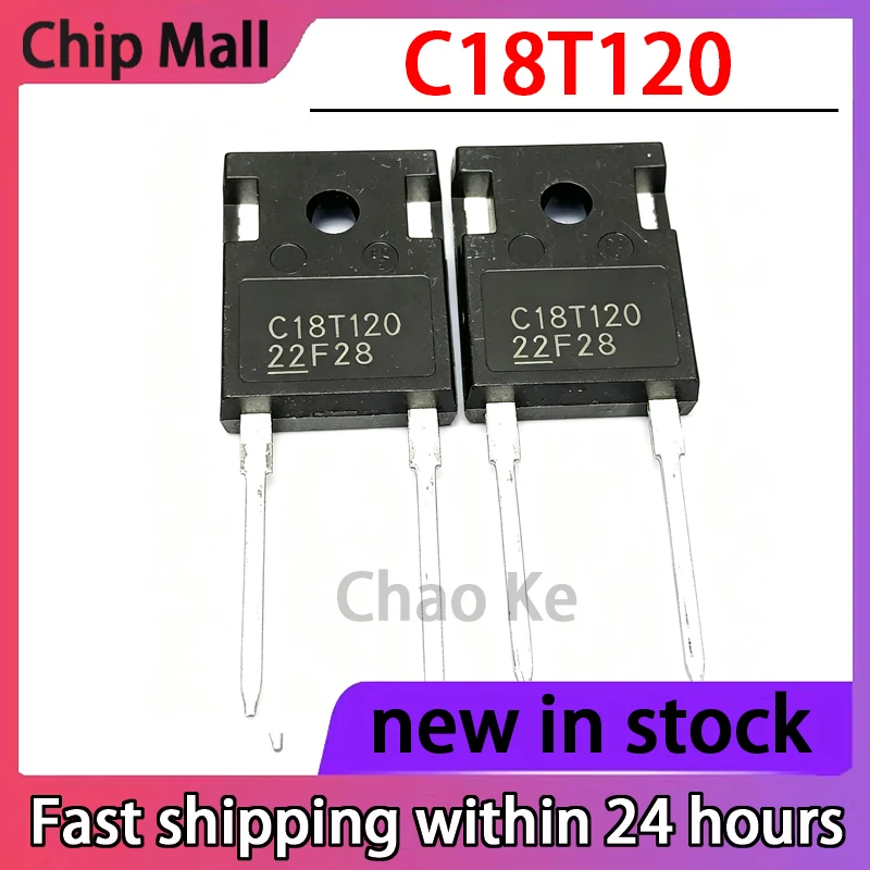 5PCS C18T120 TO-247 Ultra Fast Recovery Diode Fast Rectification 18A1200V New in Stock
