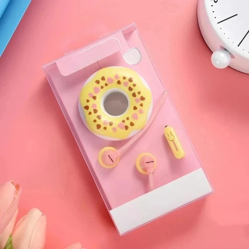 لطيف سماعات أذن سلكية معكرون 3.5 مللي متر داخل الأذن مع هيئة التصنيع العسكري الفتيات الكعك ستيريو حقيبة سماعة الاذن آيفون Xiaomi فتاة طفل للهدايا MP3