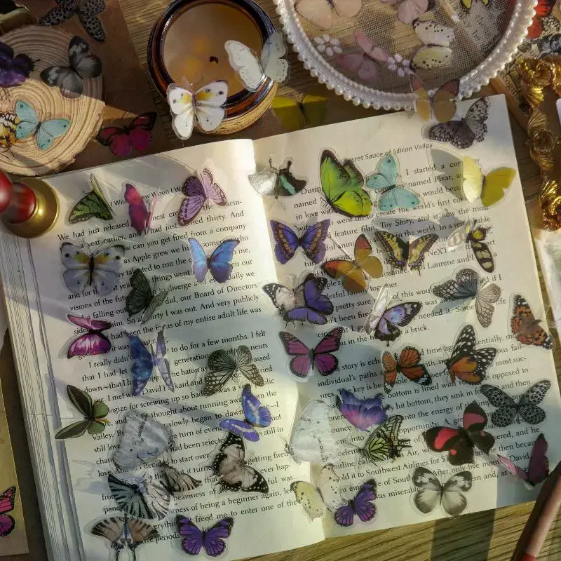 

40Pcs/Pack Art Collage Junk DIY Scrapbooking Butterfly Series Stickers PET Waterproof Craft Aesthetics Decals Decor